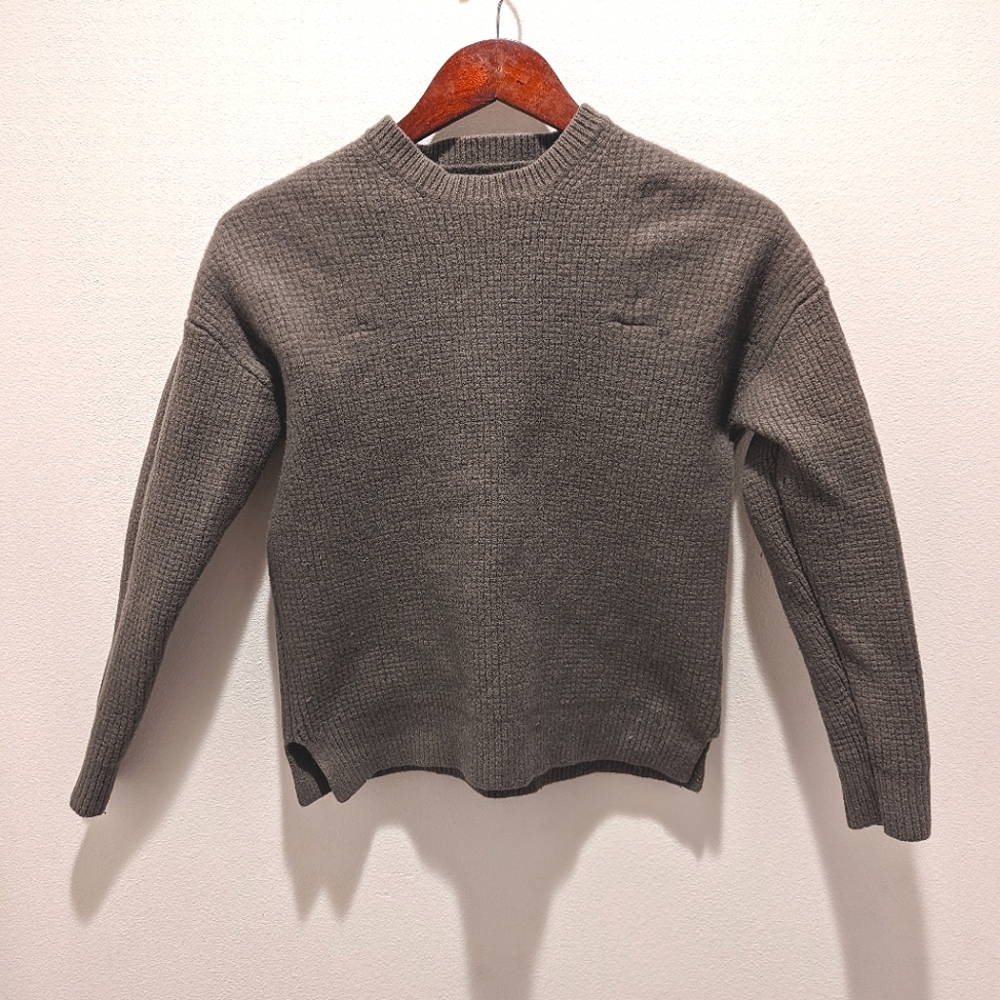 All Saints Size Small Heavy Wool Cropped Sweater Brown Charcoal